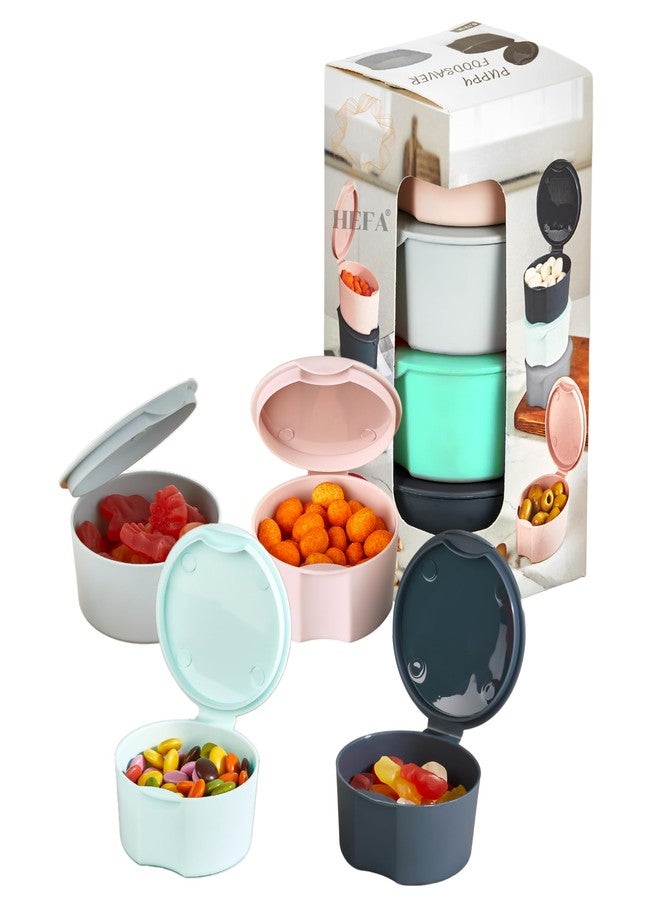HEFA Small Plastic Food Storage with Lids - 4oz Reusable Snack & Dressing Cups, 4-Pack (Aurora Mix) - Image 1